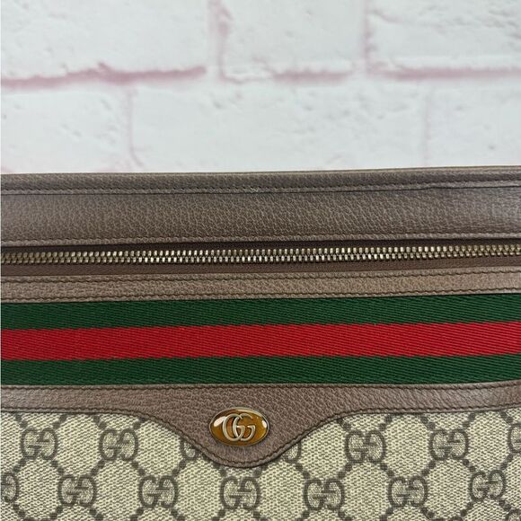 Rare Gucci Ophidia Web Khaki Clutch Bag - Picture 3 of 15